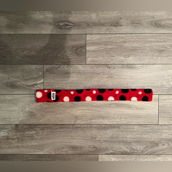 Great choice, fleece red with white, and black polkadots, dog scarf - Picture 3 of 3